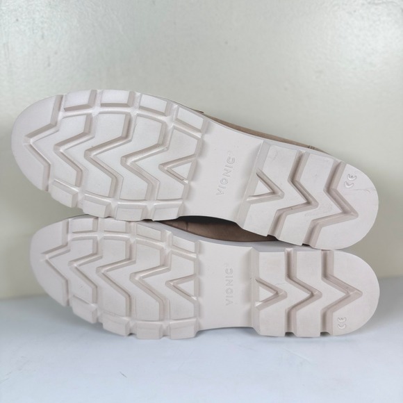 Vionic Cheryl Sherpa Lug Sole Loafers Women's 9 Taupe Suede Cream Neutral Chic - Picture 9 of 14